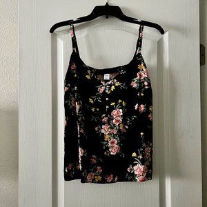 Old Navy Black Floral Tank Top Blouse